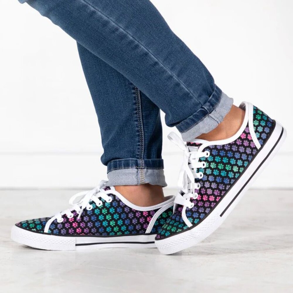 BOGO The Animal Rescue Site Animal Lover Paw Print Lace Up Sneakers sz 8